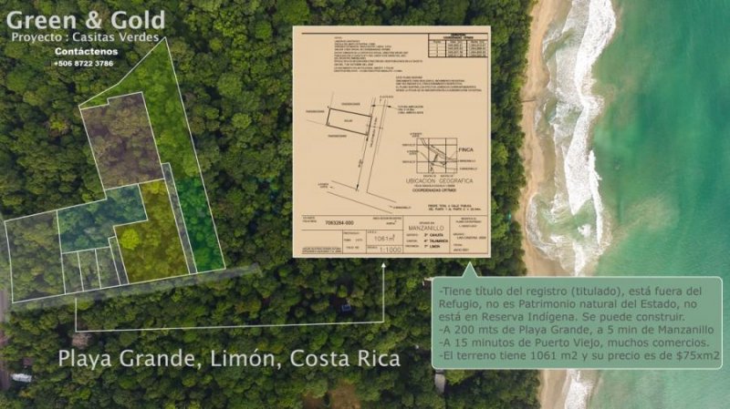 Terreno en Venta en Playa Grande Playa Grande, Manzanillo, Limón